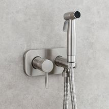 Kit Douchette WC,Toilette Bidet Spray, Bidet Pulvérisateur de Douche Kit en Laiton Kit Mitigeur Douchette à Main Mural argent