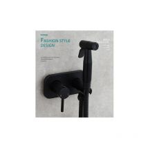 Kit Douchette WC,Toilette Bidet Spray, Bidet Pulvérisateur de Douche Kit en Laiton Kit Mitigeur Douchette à Main Mural noir