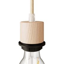 Creative Cables - Kit Portalampada E27 Filettato Cilindrico In Legno Con Serracavo Per Paralume