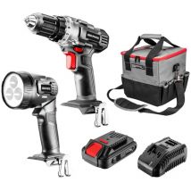 GRAPHITE Set visseuse + sac + lampe torche et batterie 18 V Li-Ion. (58G016)