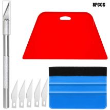 Kit d'outils de lissage de papier peint 8 pièces,Raclette en Vinyle, Raclette en Feutre, Outil De Coupe en Vinyle pour Film, Kit Covering Outils de