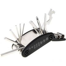 Ikodm - Kit d'outils de réparation multifonctions pour vélo de montagne 16 en 1, clé à rayons hexagonale, tournevis de vélo en acier au carbone