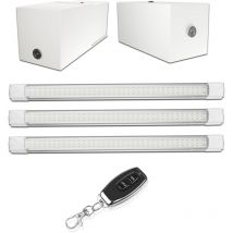 Kit éclairage sans fil garage box cave sous sol - 3 réglettes led - 2 Batteries - 1 Télécommande porte clé - Gamme premium - 3300 lumens