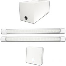 Kit éclairage sans fil garage box cave sous sol - 2 réglettes led - 1 Batterie - 1 interrupteur radio - Gamme confort - 2200 lumens