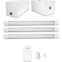 Kit éclairage sans fil garage box cave sous sol - 3 réglettes led - 2 Batteries - 1 Détecteur radio sans fil - Gamme premium 3300 lumens