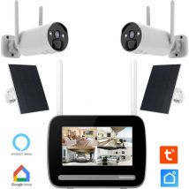 Kit écran 7′′ enregistreur 4MP ultra hd + 2 Caméras rechargeables + 2 Panneaux solaire