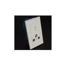 Alternative Elec - Kit encastré prise RJ45 CAT5 utp + Prise tv/fm/sat verticale avec plaque blanche et boite placo entraxe 57mm spécial renovation