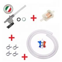 Cyclingcolors - Kit essence universel : robinet M10 x 100 noir + durite + filtre + collier tracteur motoculteur