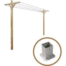 Cémonjardin - Kit étendoir à linge extérieur Séville + 2 supports à fixer