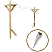 Cémonjardin - Kit étendoir à linge extérieur Séville premium + 2 supports poteaux à enfoncer