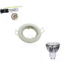 Led Spot Kit GU10 5W cob equivalente 50W dimmerabile Foratura bianca rotonda fissa 62mm SUP-6001B - Bianco Freddo 5000K