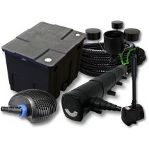 Kit complet: CBF-350 Filtre de bassin jusqu'à 12000 l, CTF-3800 pompe de filtration 3600l/h 20W, CUV-272 lampe uv 72W, 25m Tuyau 25 mm, CSP-250
