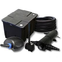 Kit complet: CBF-350 Filtre de bassin jusqu'à 12000L Biologique, CTF-6000 pompe de filtration 6000l/h 40W, CUV-224 lampe uv 24W, 25m Tuyau 25 mm,