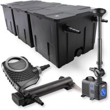 SunSun Kit complet: CBF-350C Filtre de bassin jusqu'à 90000L Biologique, CTF-8000 pompe de filtration 8000l/h 70W, CUV-324Lampe uv uvc Clarificateur