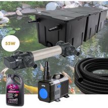 Kit Filtration UV 55 W, + Bactéries 2500 mlAcier Inoxydable, Bassin de Jardin: 40-60 m³