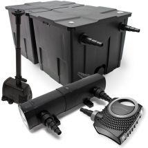 Wiltec - Kit filtro estanque Filtro Biológico 60000l clarificador uvc 18W 80W bomba ecológica de fuente