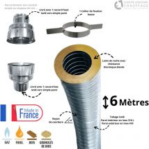 Kit flexible isolé inox diamètre 130 + collier + raccord Edilinox Longueur du conduit 6 mètres