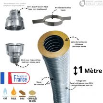 Kit flexible isolé inox diamètre 80 + collier + raccord Edilinox Longueur du conduit 1 mètre