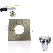 Kit LED spot GU10 5W COB equivalente 50W cuadrada orientable Blanc Neutre (4000K) - Soporte para perforación cuadrada orientable cuadrada 80mm