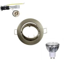 Kit Foco led GU10 cob 5W (50W) Blanco Neutro 4100K Orientable Cepillado
