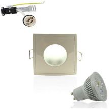 Kit LED GU10 impermeable 4W cuadrado blanco luz 35W blanco caliente 2800K