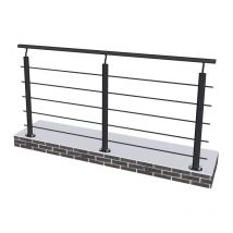 Saniland - Kit garde-corps de protection pour escalier - Longueur 2m avec 5 barreaux, fixation verticale intérieure et extérieure