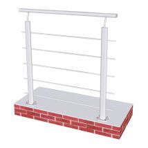 Saniland - Kit garde-corps pour escalier avec rambarde - Longueur 1m avec 5 barreaux, fixation verticale intérieure et extérieure