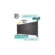 Cloture&jardin - Kit Clôture Composite Gris Anthracite Effet Bois 18M - Sur Platines - 0,65 mètre