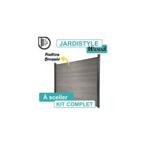 Cloture&jardin - Kit Clôture Composite Gris Clair Effet Brossé 9M - a Sceller - 1,70 mètre