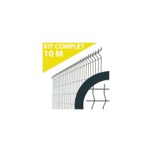 Kit Grillage Rigide Gris Anthracite 10M - JARDIPREMIUM - Fil 4/5mm - 1,93 mètre