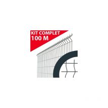 Cloture&jardin - Kit Grillage Rigide Gris Anthracite 100M - jardimalin - Fil 4mm - 1,93 mètre