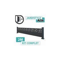 Cloture&jardin - Kit Clôture Aluminium Gris Anthracite 2M - Design - Sur Platines - 0,40 mètre