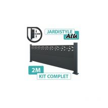 Cloture&jardin - Kit Clôture Aluminium Gris Anthracite 2M - Design - Sur Platines - 0,80 mètre