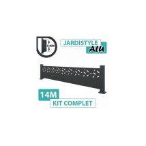 Cloture&jardin - Kit Clôture Aluminium Gris Anthracite 14M - Design - Sur Platines - 0,40 mètre