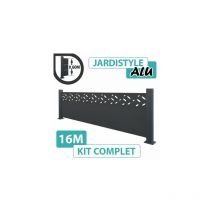Cloture&jardin - Kit Clôture Aluminium Gris Anthracite 16M - Design - Sur Platines - 0,60 mètre