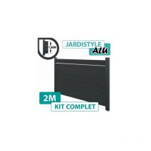 Cloture&jardin - Kit Clôture Aluminium Gris Anthracite 2M - Plein avec Liseré - 1,60 mètre