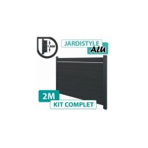 Cloture&jardin - Kit Clôture Aluminium Gris Anthracite 2M - Plein avec Liseré - 1,80 mètre