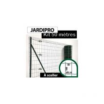 Cloture&jardin - Kit Grillage Soudé Vert 50M - jardipro - Maille 100x50mm - Triple lisière - 1,50 mètre