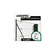 Cloture&jardin - Kit Grillage Soudé Vert 100M - jardipro - Maille 100x50mm - Triple lisière - 2 mètres