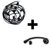 Kit guirlande foraine noire 10 metres 20 douilles B22 plus cable d'alimentation - Noir