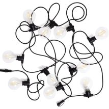 Kit Guirlande Lumineuse Extérieure IP44 10m Noir + 10 Ampoules led Filament B22 6W G95 4000K Blanc neutre