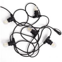 Kit Guirlande Lumineuse Extérieure IP44 5m Noir + 5 Ampoules led Filament B22 2W G45 4000K Blanc neutre