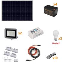 Kit Îlot Photovoltaïque 160W - Kit avec panneau solaire, contrôleur de charge, projecteur et accessoires d'installation