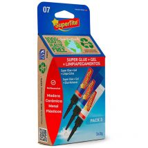 Supertite - kit instantané+gel+nettoyant - BLIST3x3g 2507 Colle Instantanée Transparente