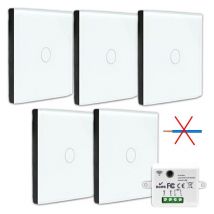 Fast Led Technology - kit Interrupteur sans fil tactile et sans neutre requis - Boutons va et vient prêt à poser – 5 Télécommande murale + 1 module