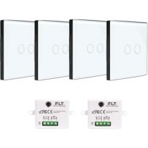 Fast Led Technology - Kit interrupteur sans fil tactile prêt à poser - 2 interrupteurs double allumage sans fil silencieux + 2 mini module radio