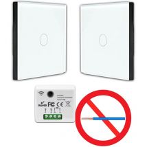 Fast Led Technology - kit Interrupteur sans fil tactile et sans neutre requis - Boutons va et vient prêt à poser – 2 Télécommande murale + 1 module