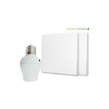Fast Led Technology - Kit interrupteur va-et-vient sans fil et sans pile prêt à poser - 2 boutons poussoirs + 1 douille radio à vis E27