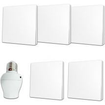 Fast Led Technology - Kit interrupteur va et vient sans fil et sans pile auto alimenté piézoélectrique - 5 boutons émetteurs + 1 douille à vis radio