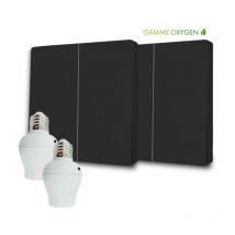Fast Led Technology - Kit interrupteur va-et-vient sans fil et sans pile prêt à poser - 2 boutons poussoirs double allumage + 2 douille à vis